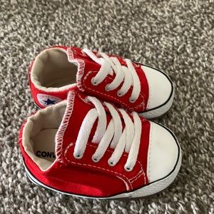 Red infant converse soft sneakers